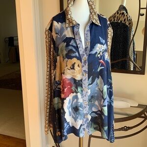 John Mark Animal & Floral Print Blouse